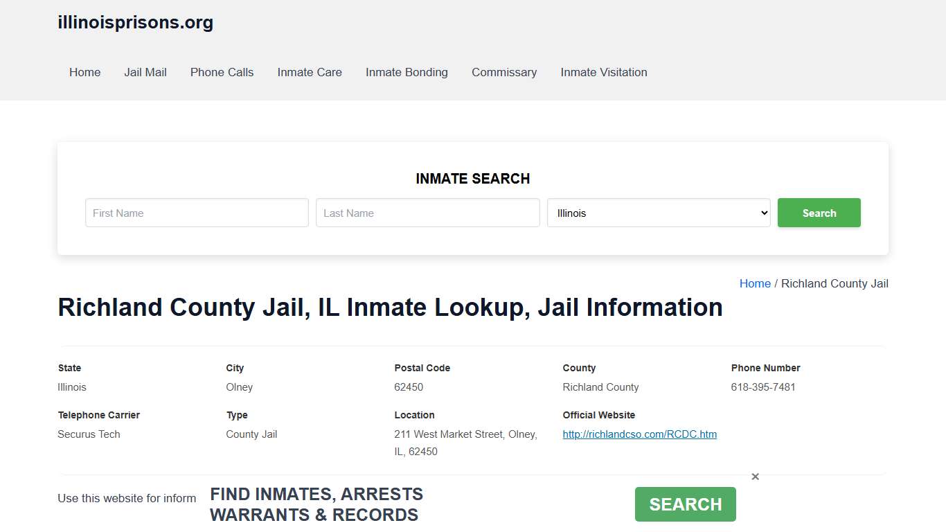 Richland County Jail, IL - Offender Locator, Contacts, Inmate Info